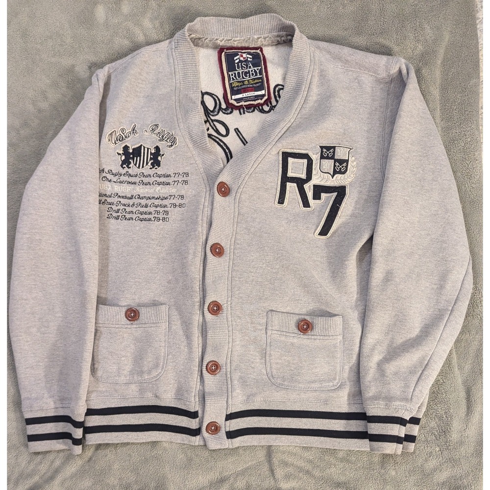 Kensington Royal Varsity VTG Mens XL USA Rugby Club Letterman Jacket Sweater